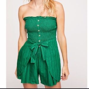 Free People Smock it to me Green Romper